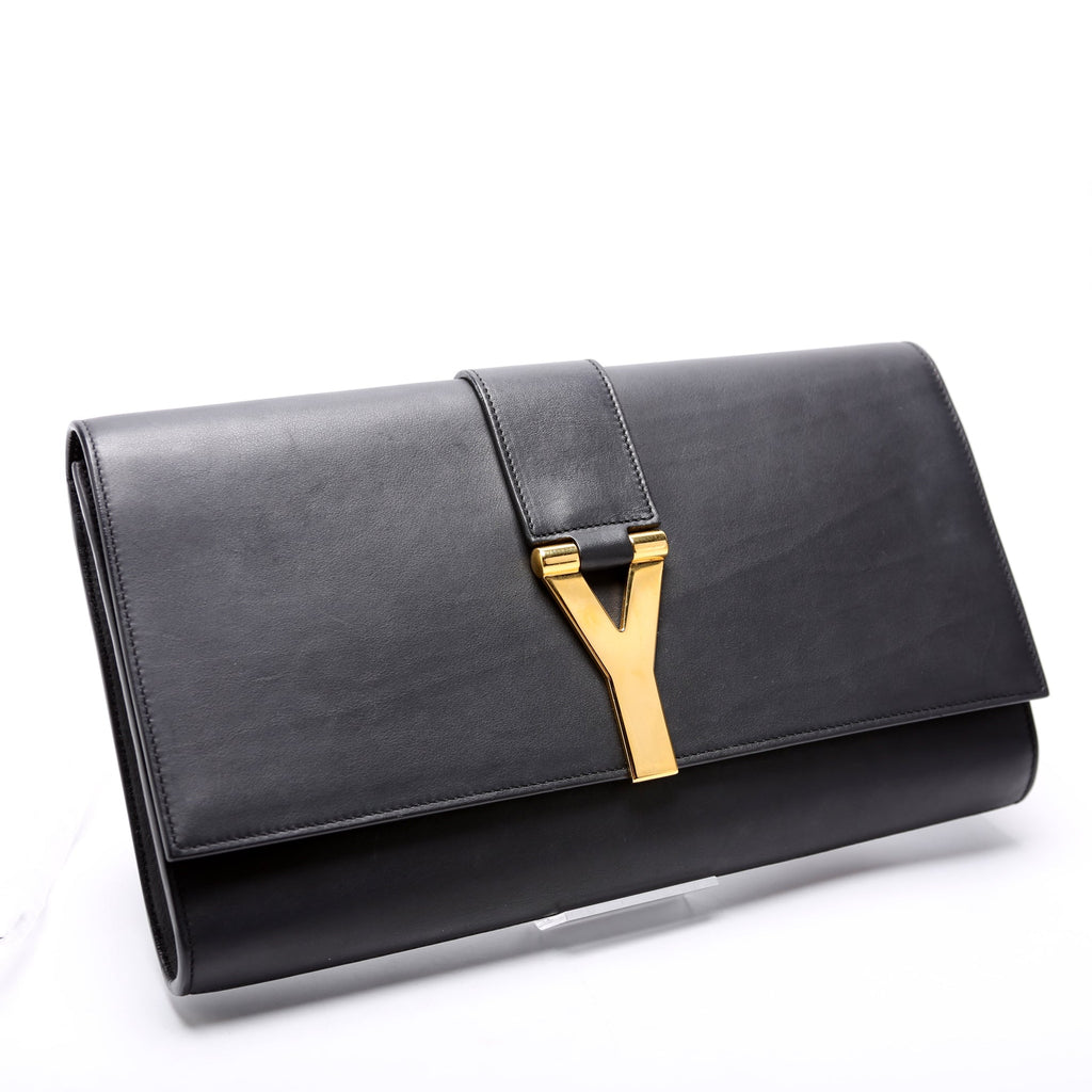 Classic Y Ligne Clutch Smooth Leather Black