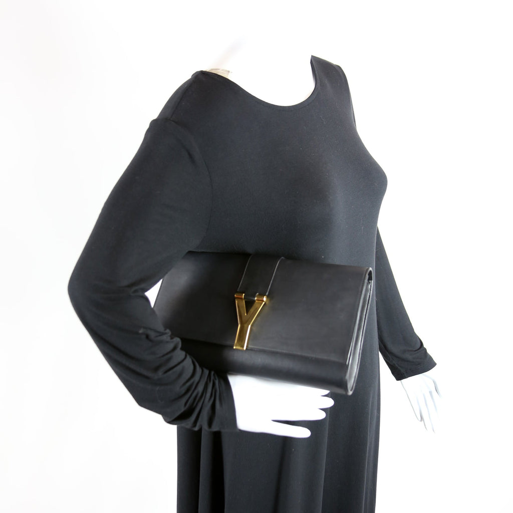 Classic Y Ligne Clutch Smooth Leather Black