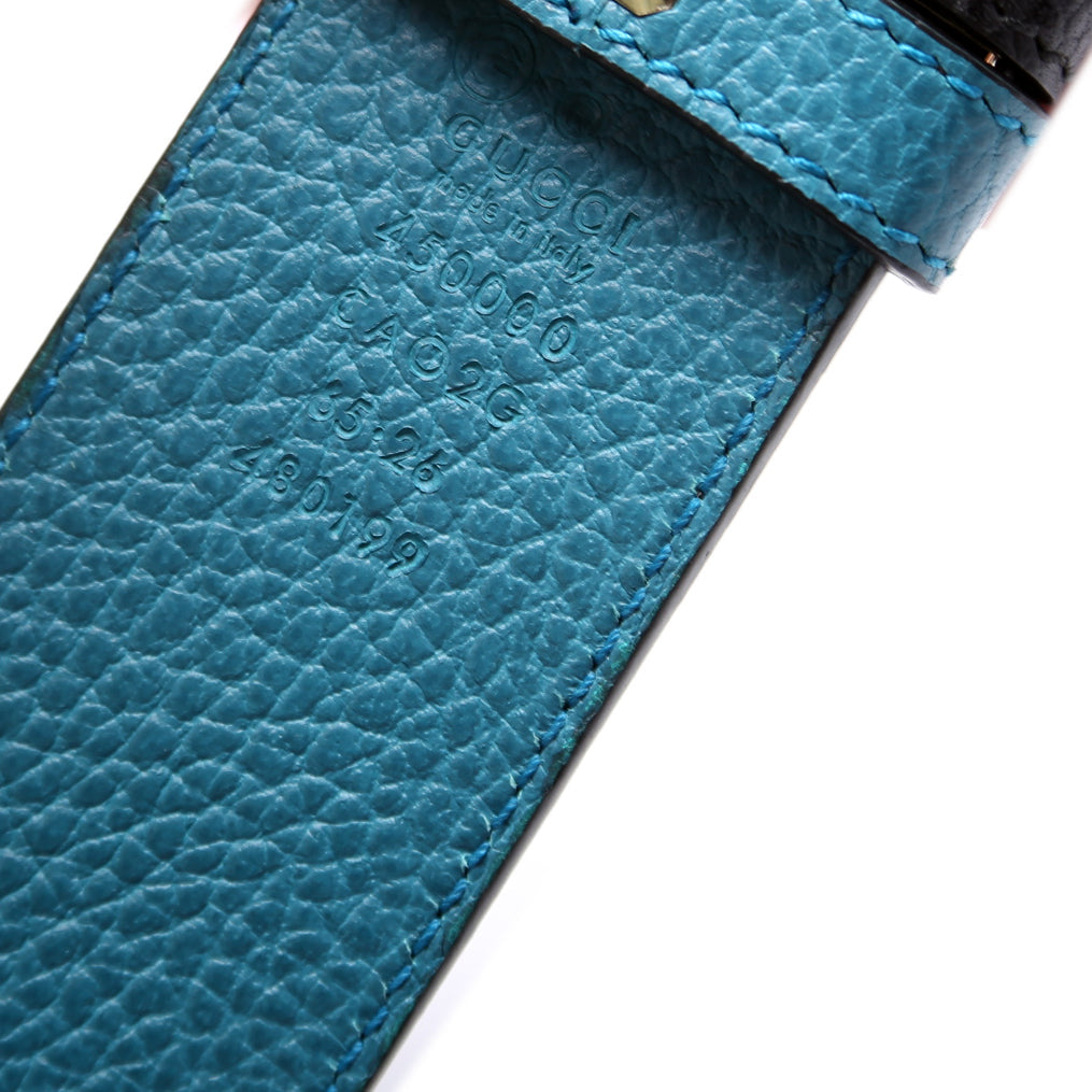1973 Leather Reversible 450000 Belt Size 70/28 Black/Blue