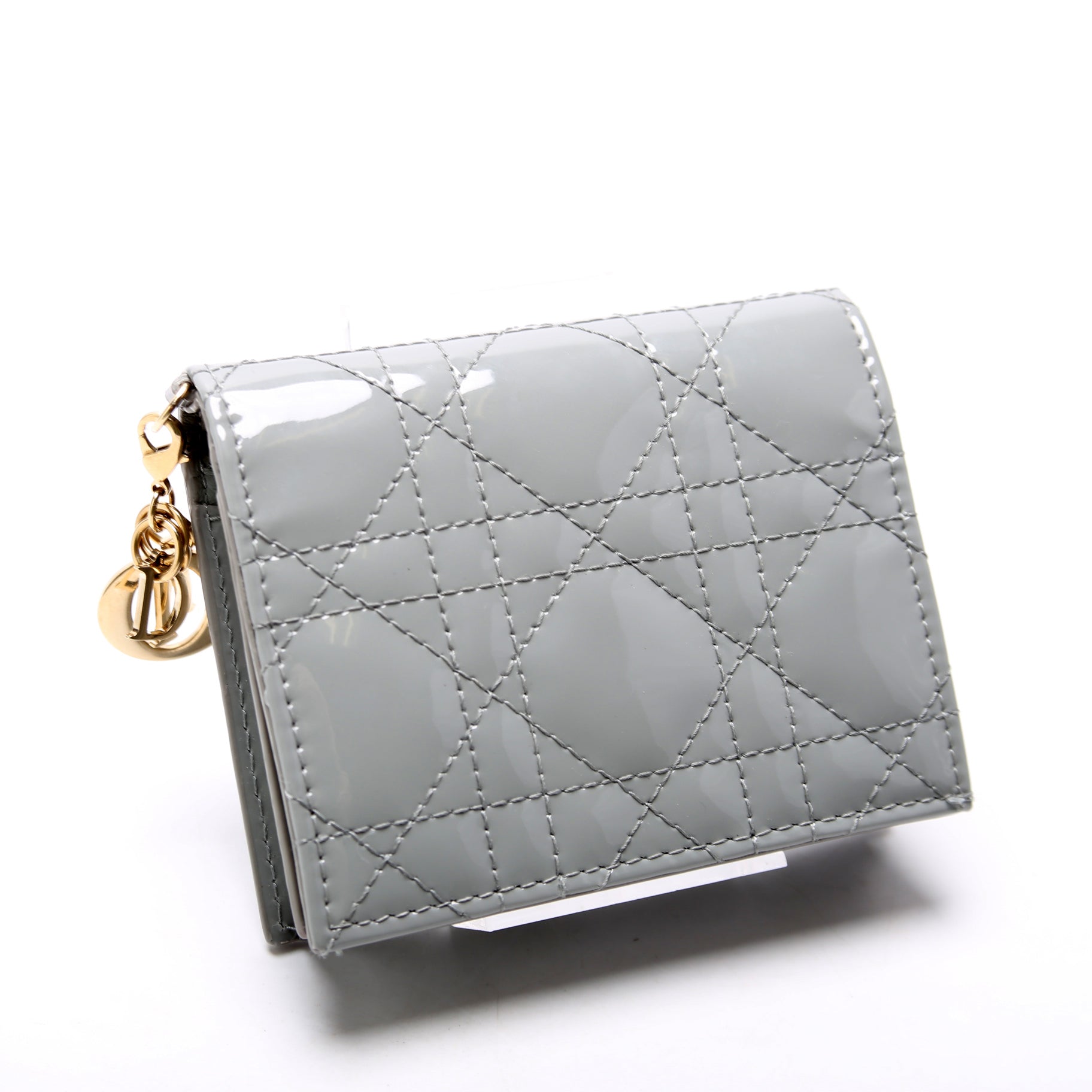 Mini Lady Gardenia Patent Wallet Grey