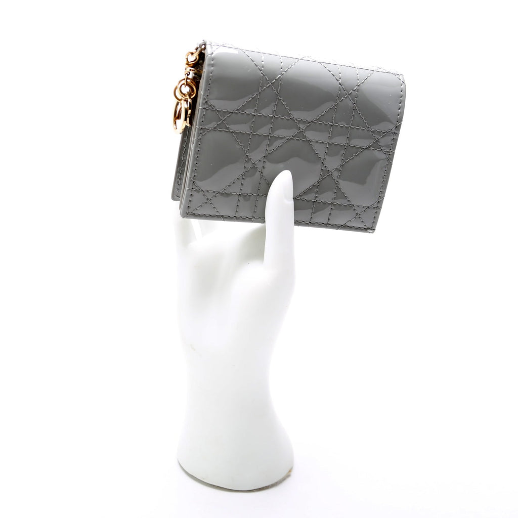 Mini Lady Gardenia Patent Wallet Grey