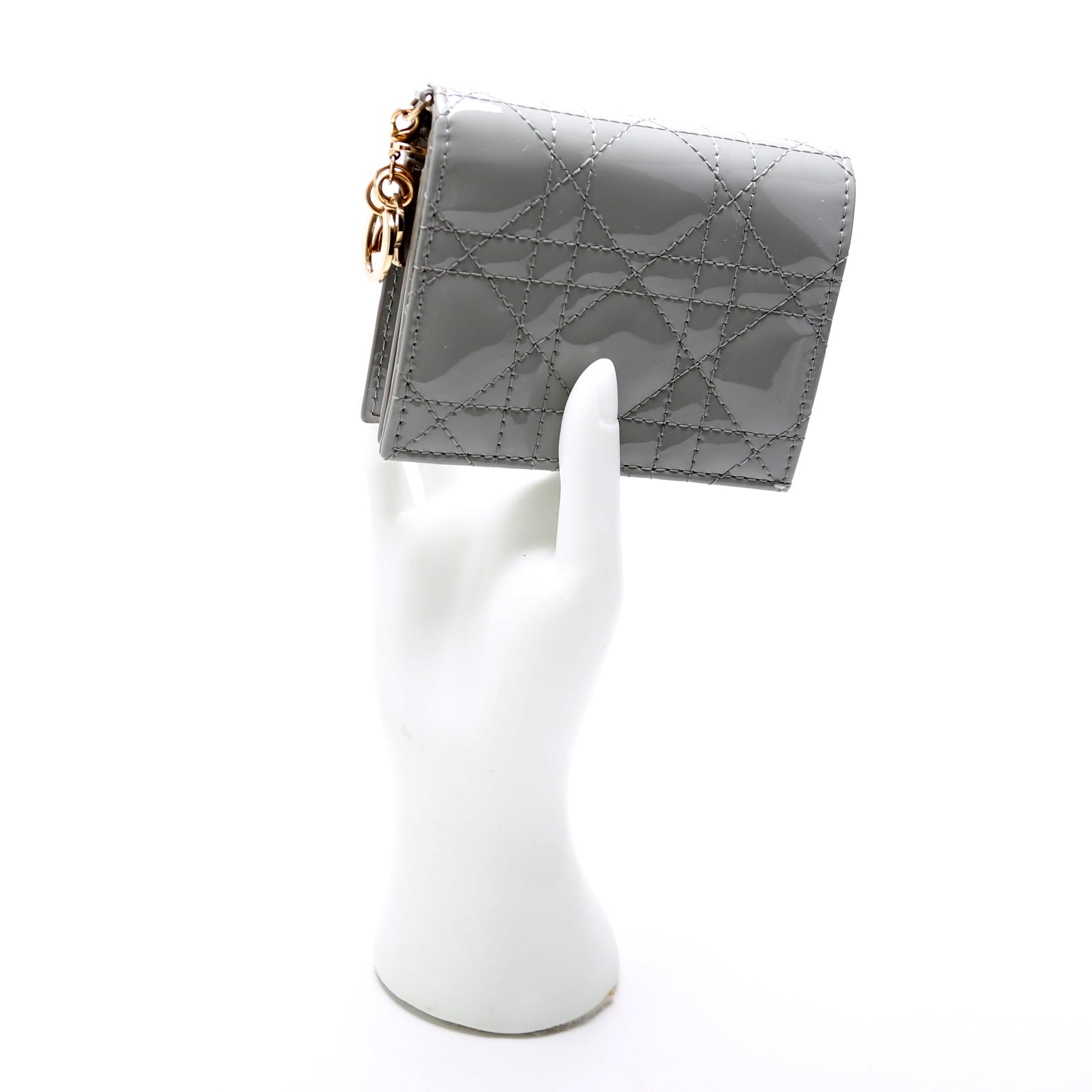 Mini Lady Gardenia Patent Wallet Grey