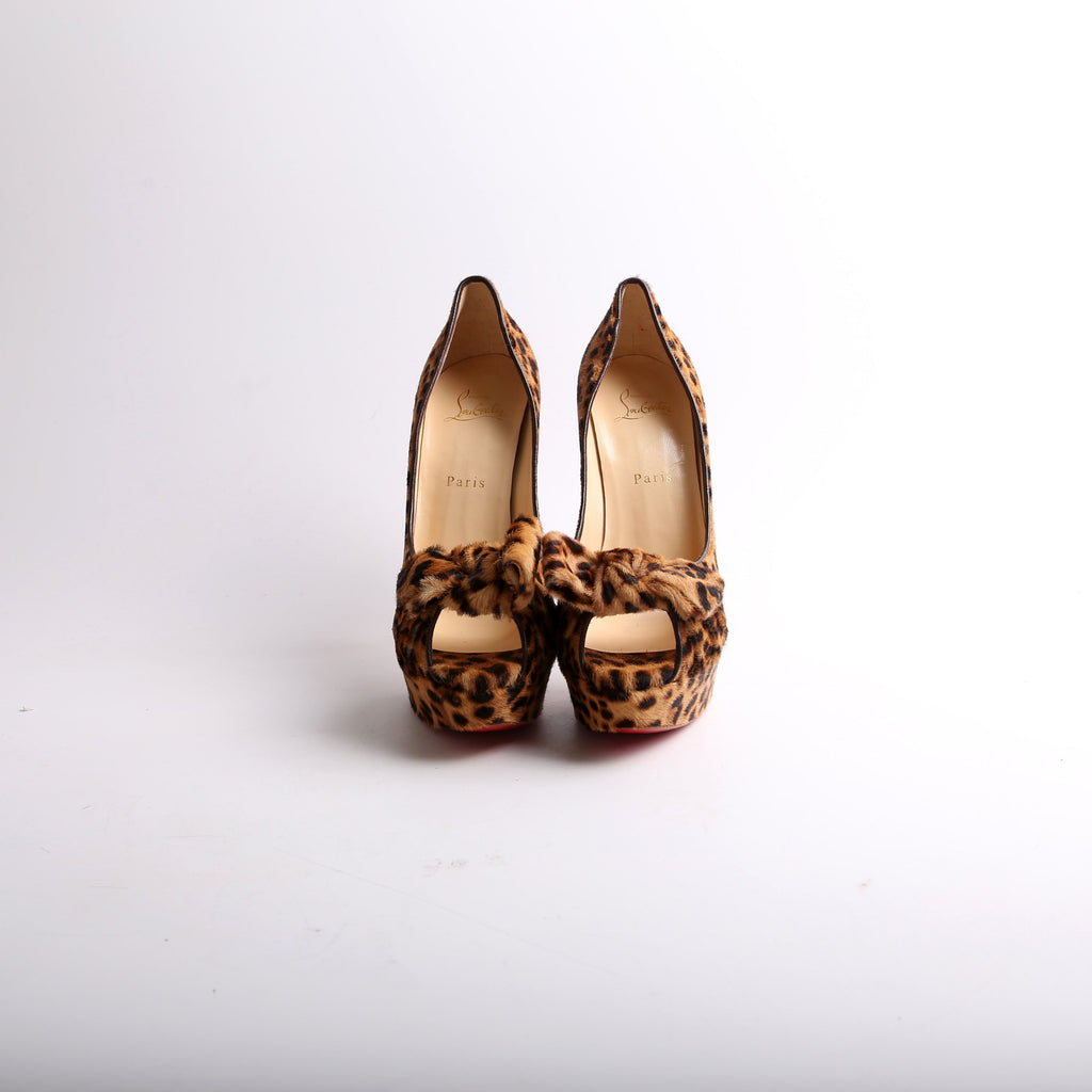 Madame Butterfly 150MM Open Toe Pony Hair Pumps Size 40