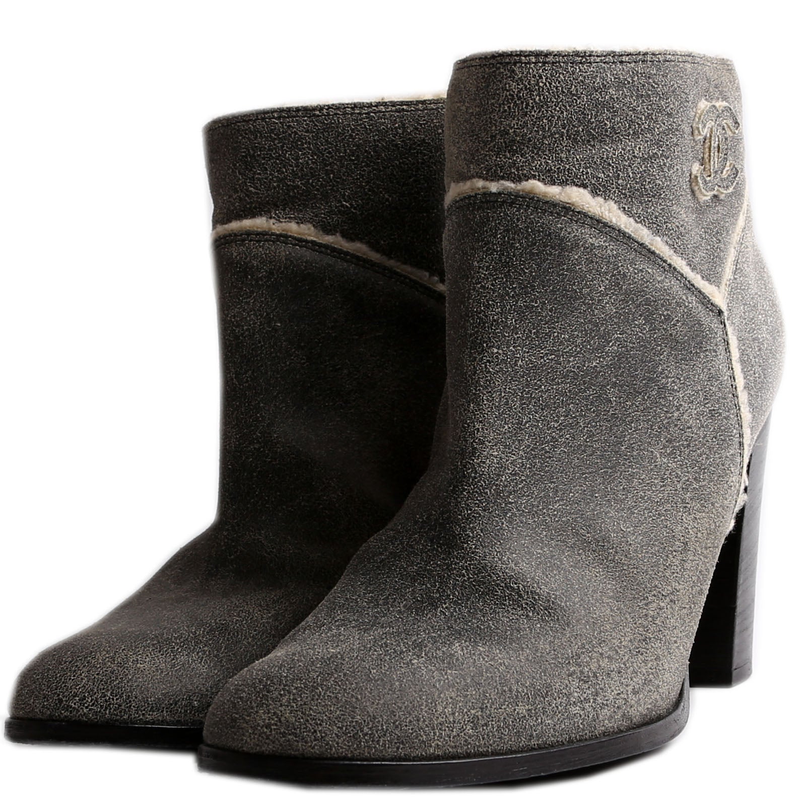 CC Suede Shearling Ankle Boots Size 40.5