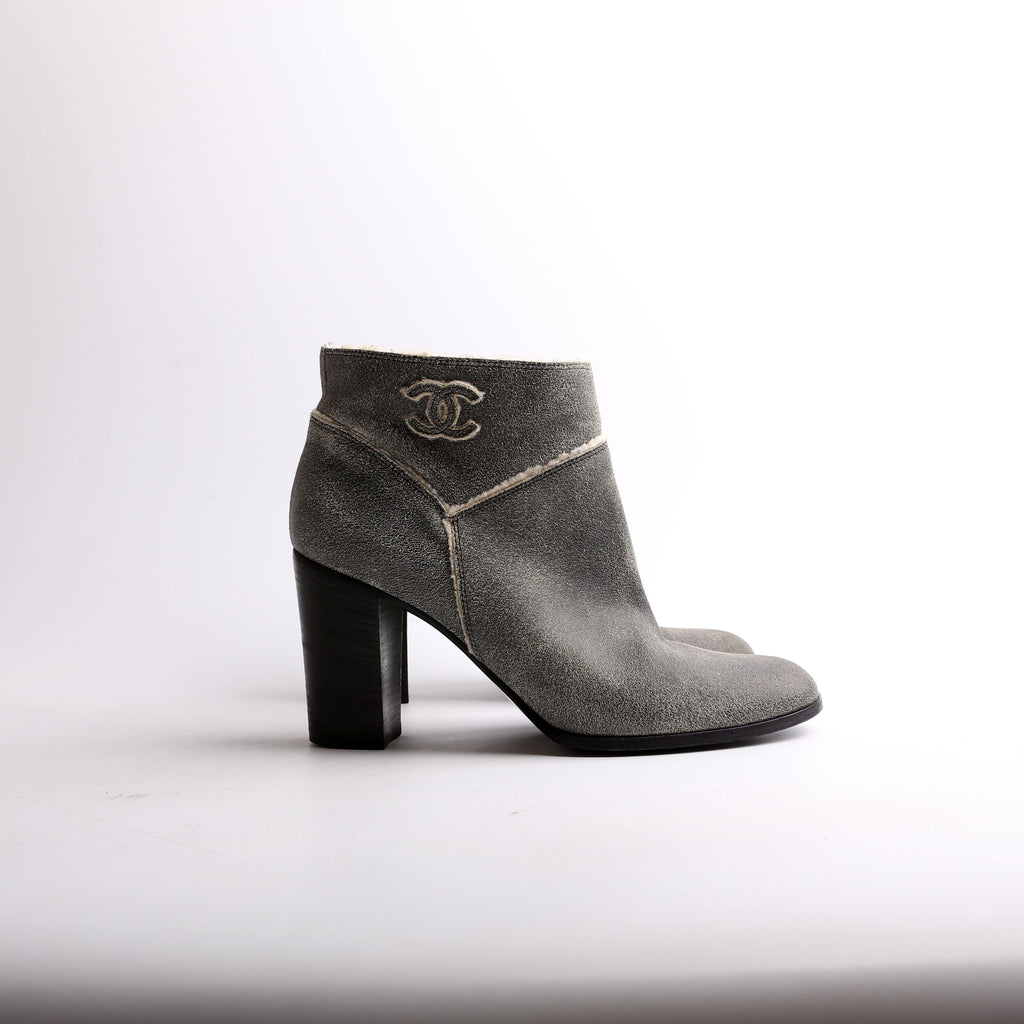CC Suede Shearling Ankle Boots Size 40.5