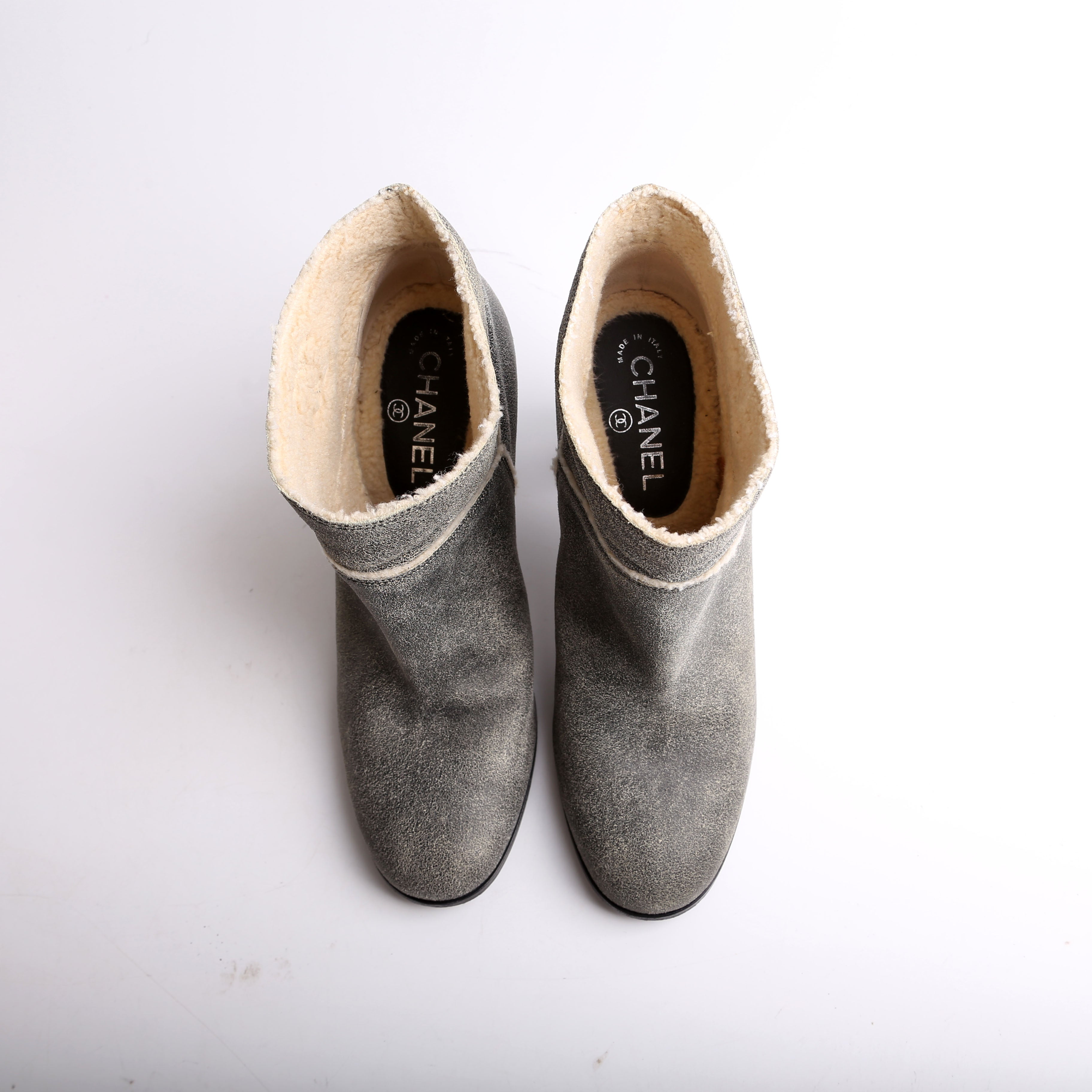 CC Suede Shearling Ankle Boots Size 40.5