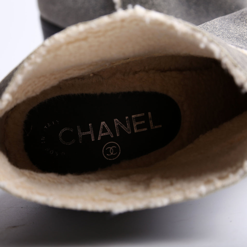 CC Suede Shearling Ankle Boots Size 40.5