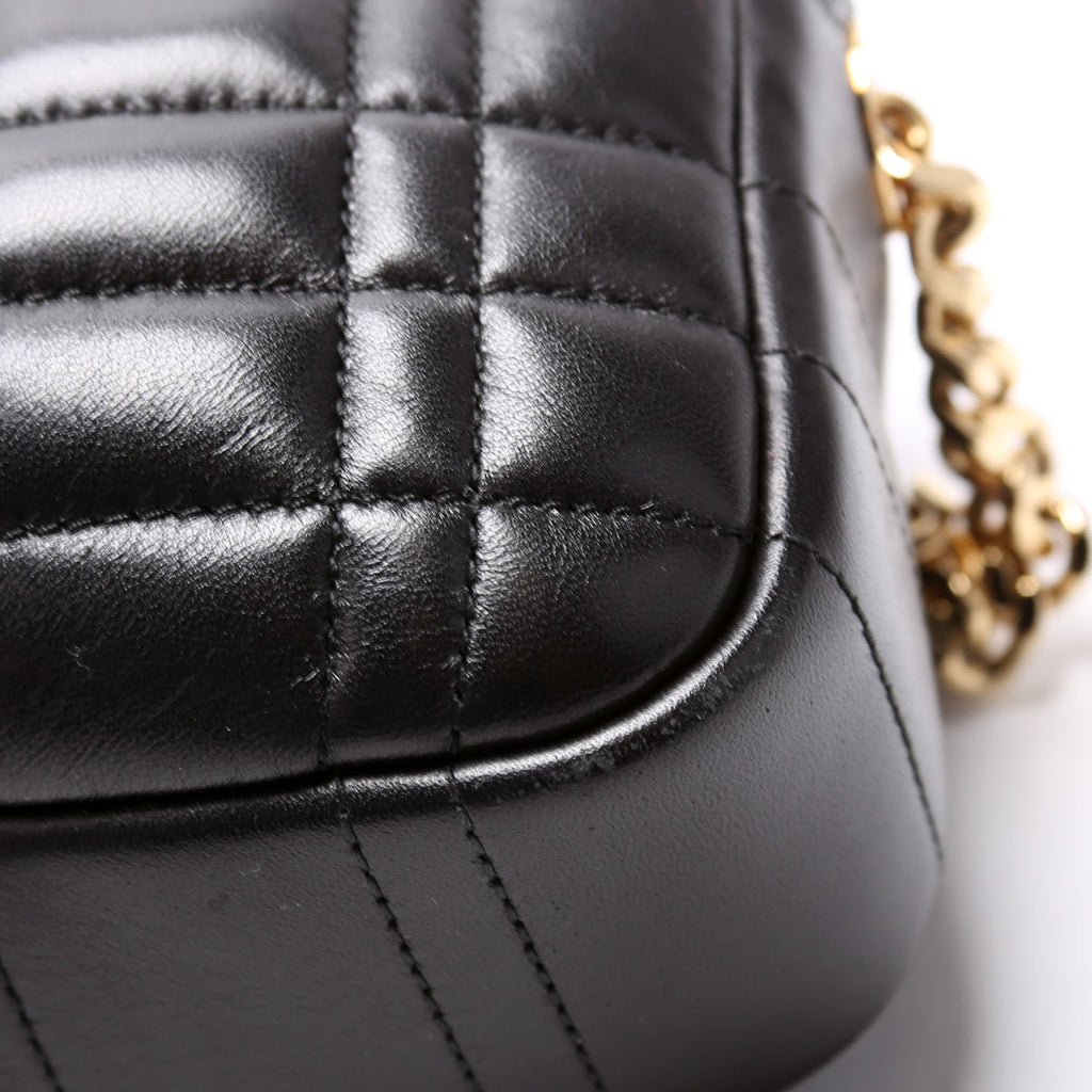 Lola Small Camera Bag Quilted Leather Black