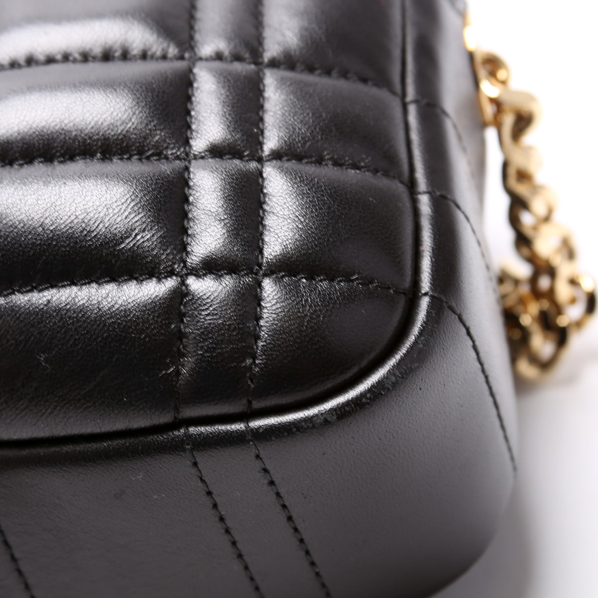 Lola Small Camera Bag Quilted Leather Black