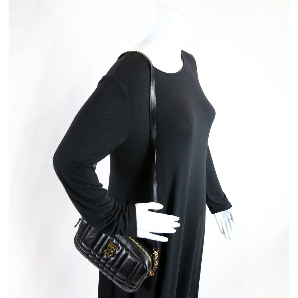 Lola Small Camera Bag Quilted Leather Black
