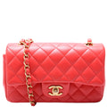 Classic Flap Mini Rectangle Lambskin 27M Orange