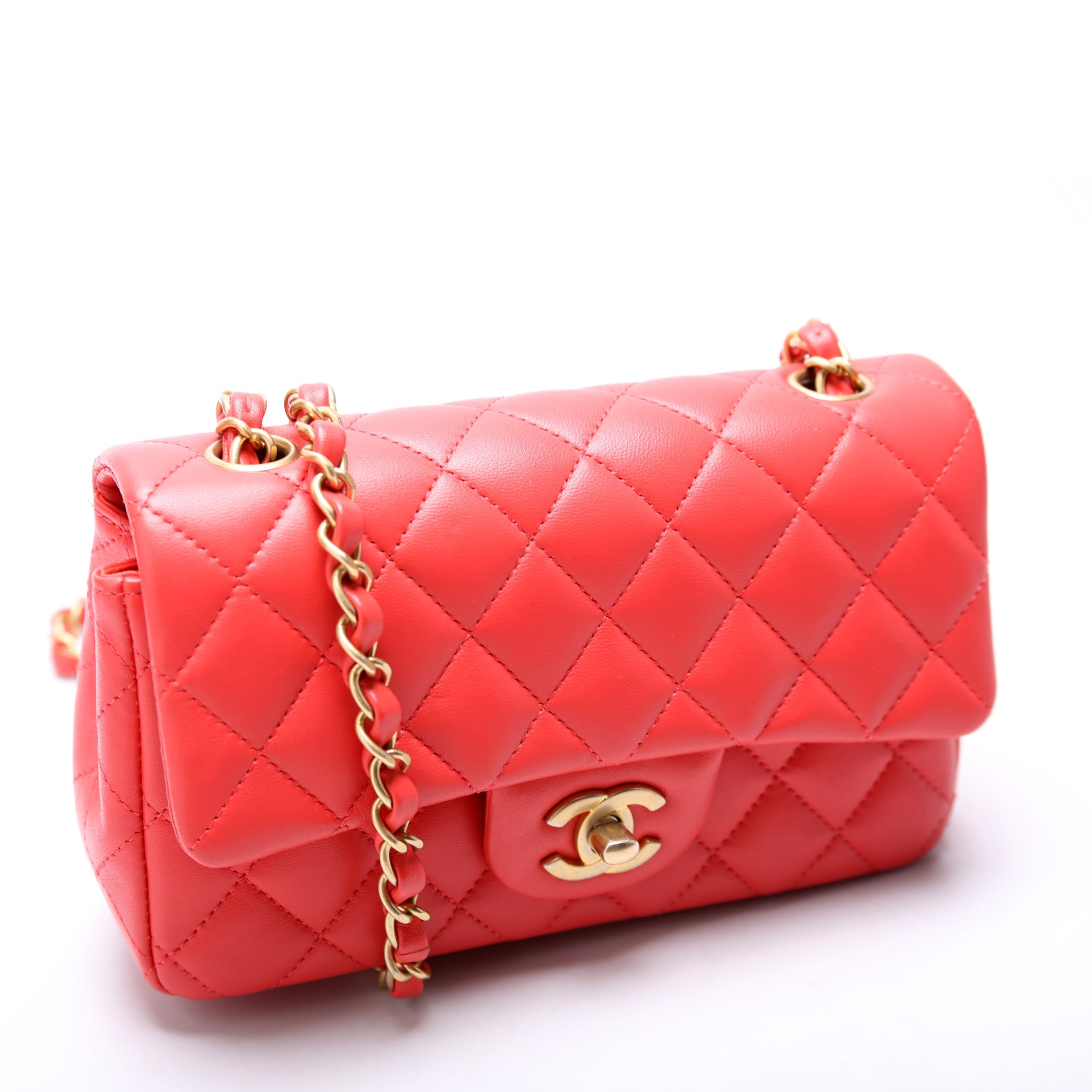 Classic Flap Mini Rectangle Lambskin 27M Orange