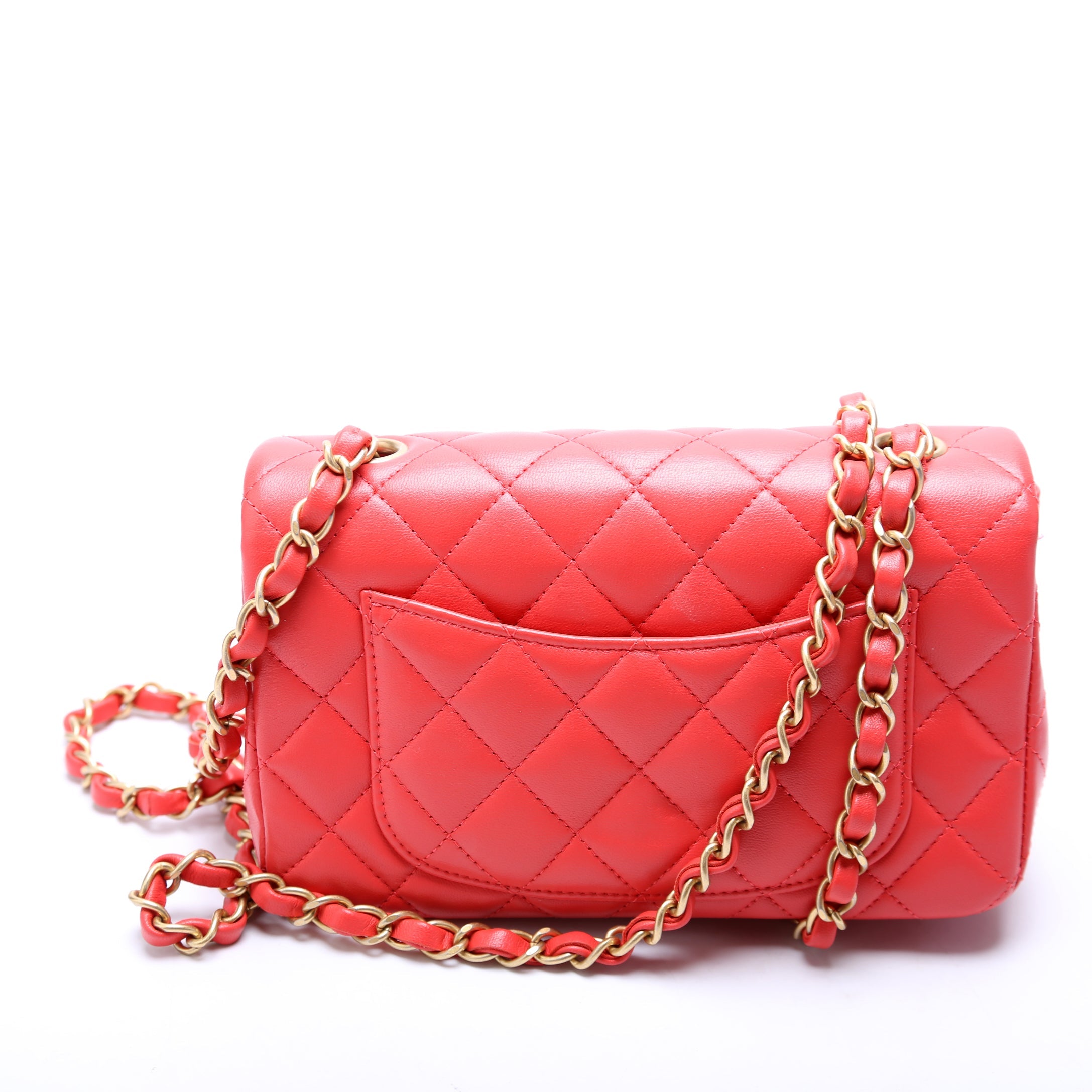 Classic Flap Mini Rectangle Lambskin 27M Orange