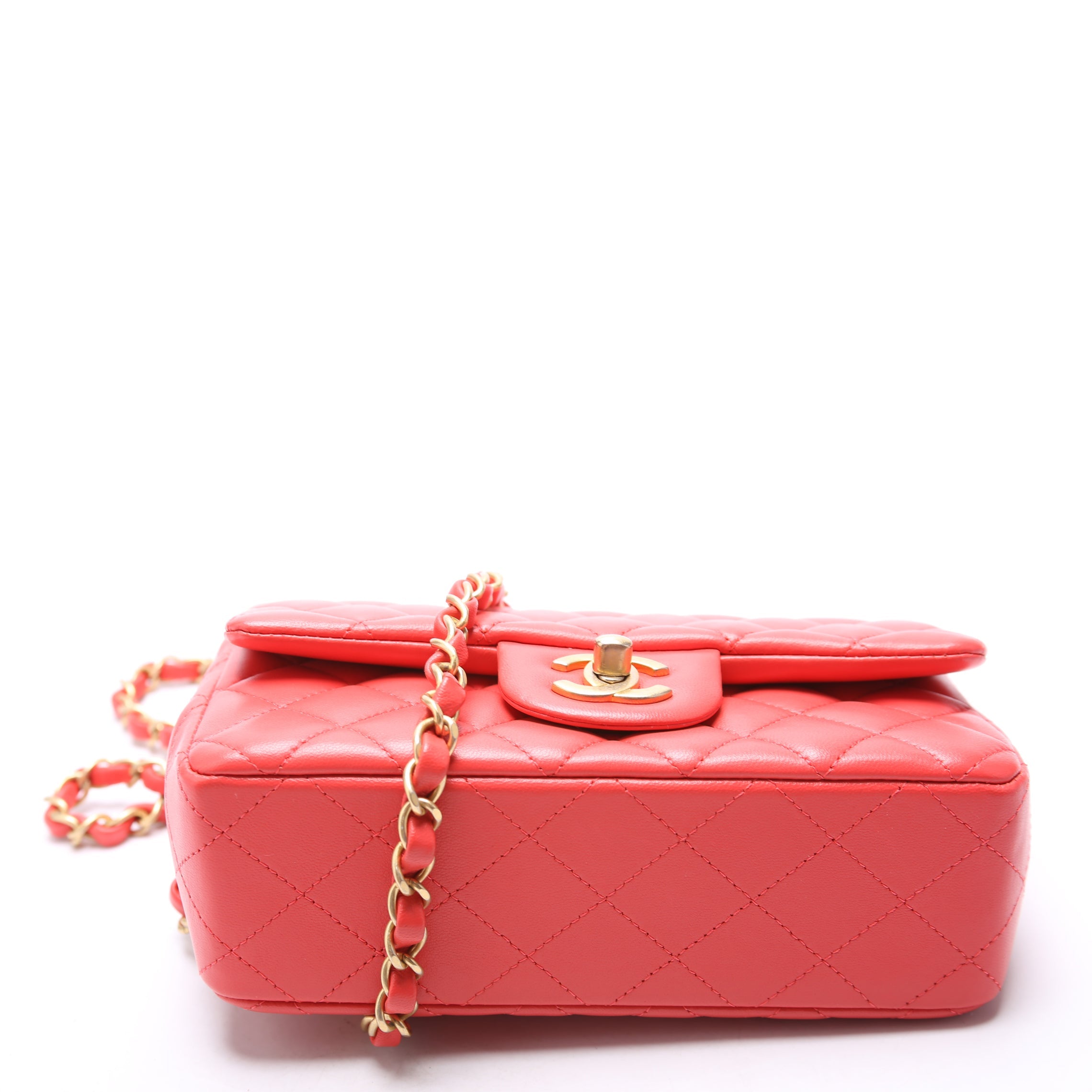 Classic Flap Mini Rectangle Lambskin 27M Orange