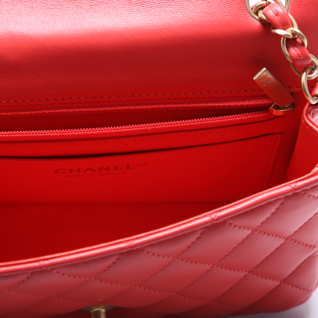 Classic Flap Mini Rectangle Lambskin 27M Orange