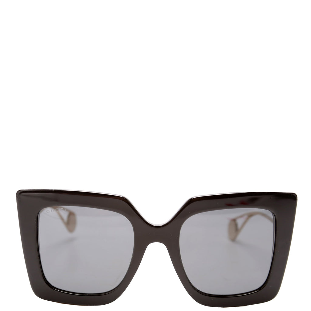 GG0435S Oversized Square Sunglasses Black/Gold
