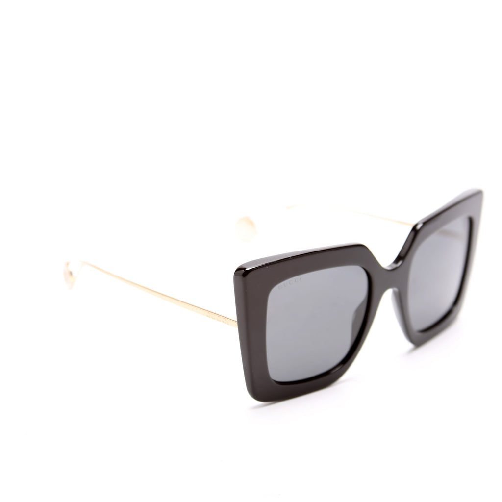 GG0435S Oversized Square Sunglasses Black/Gold