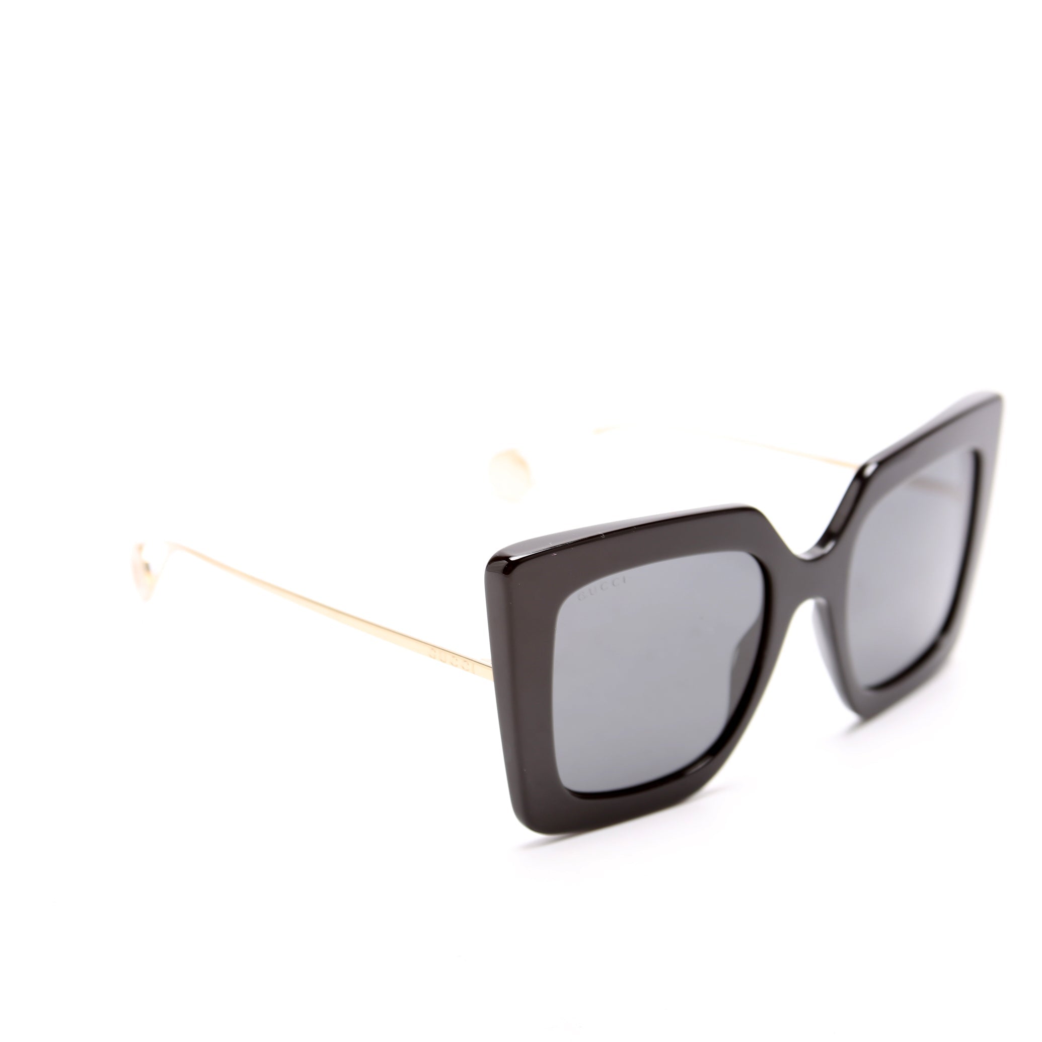 GG0435S Oversized Square Sunglasses Black/Gold