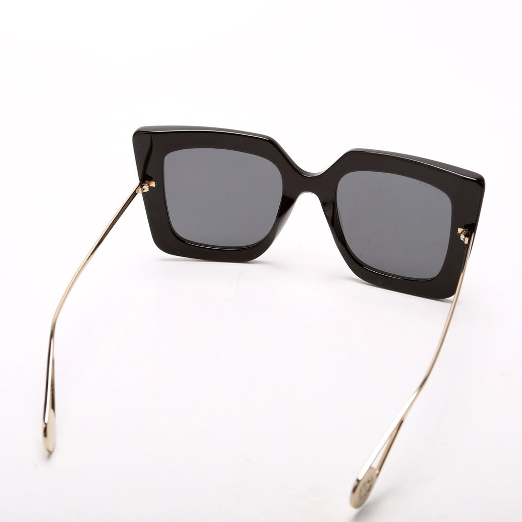 GG0435S Oversized Square Sunglasses Black/Gold