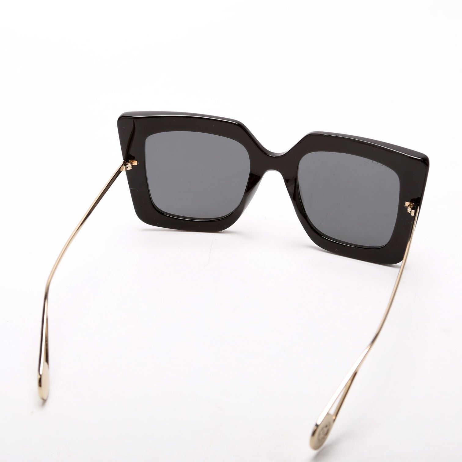 GG0435S Oversized Square Sunglasses Black/Gold