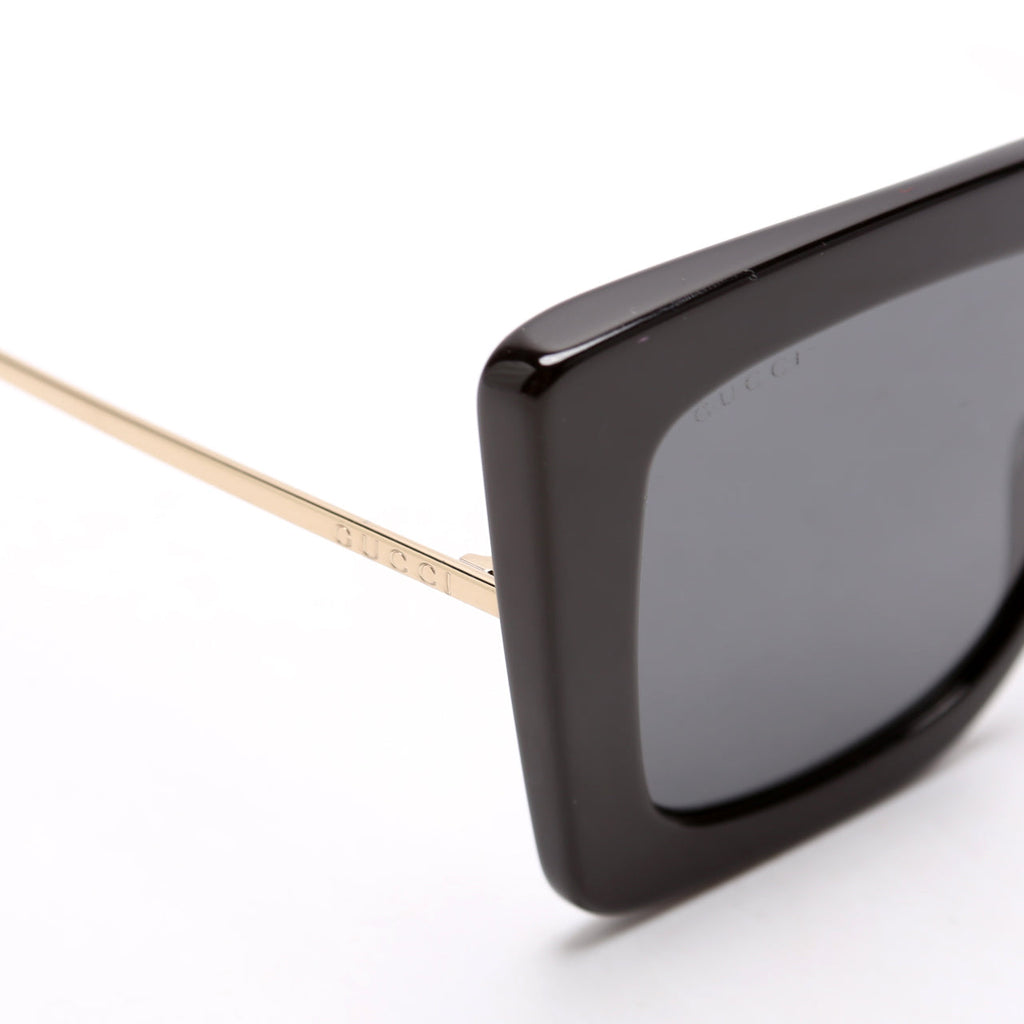 GG0435S Oversized Square Sunglasses Black/Gold