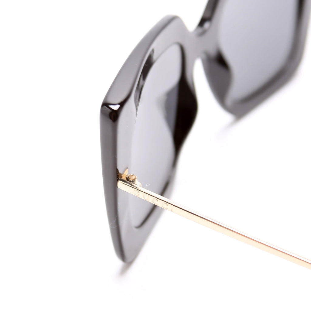 GG0435S Oversized Square Sunglasses Black/Gold