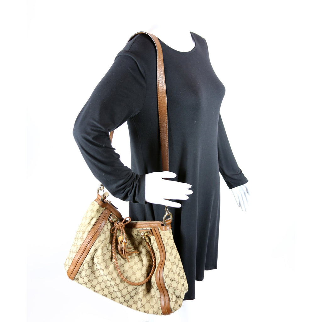 269946 GG Canvas Bella Top Handle Bag Brown