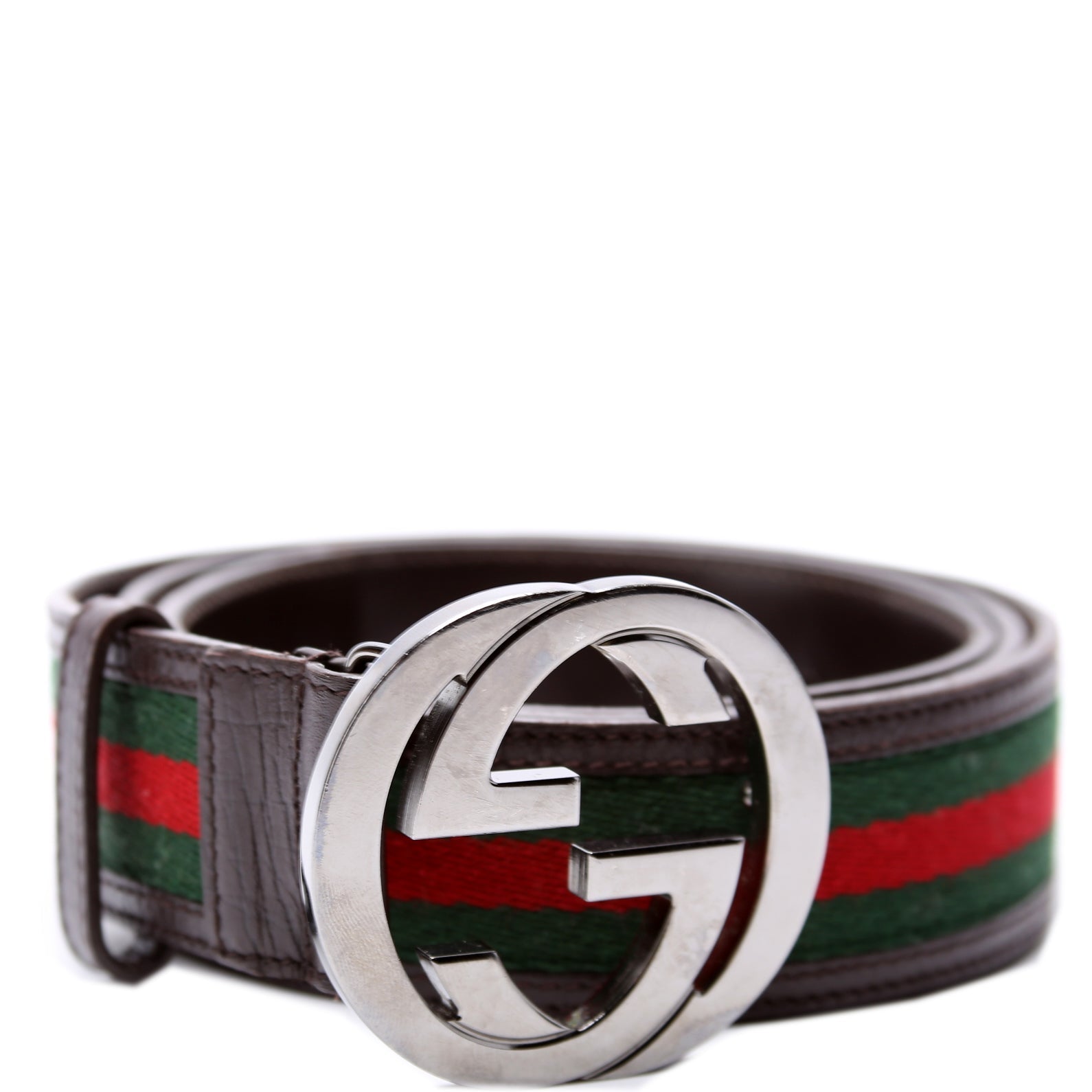114984 Web Canvas Interlocking G Belt Size 105/42 Brown/Multi