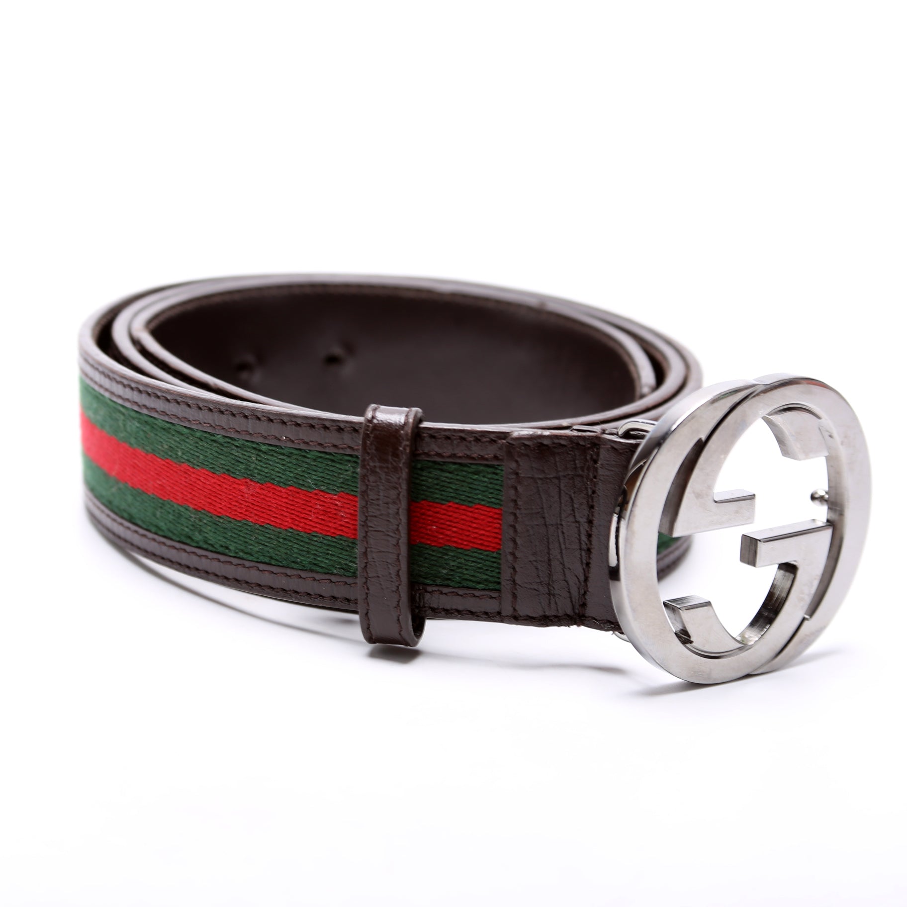 114984 Web Canvas Interlocking G Belt Size 105/42 Brown/Multi