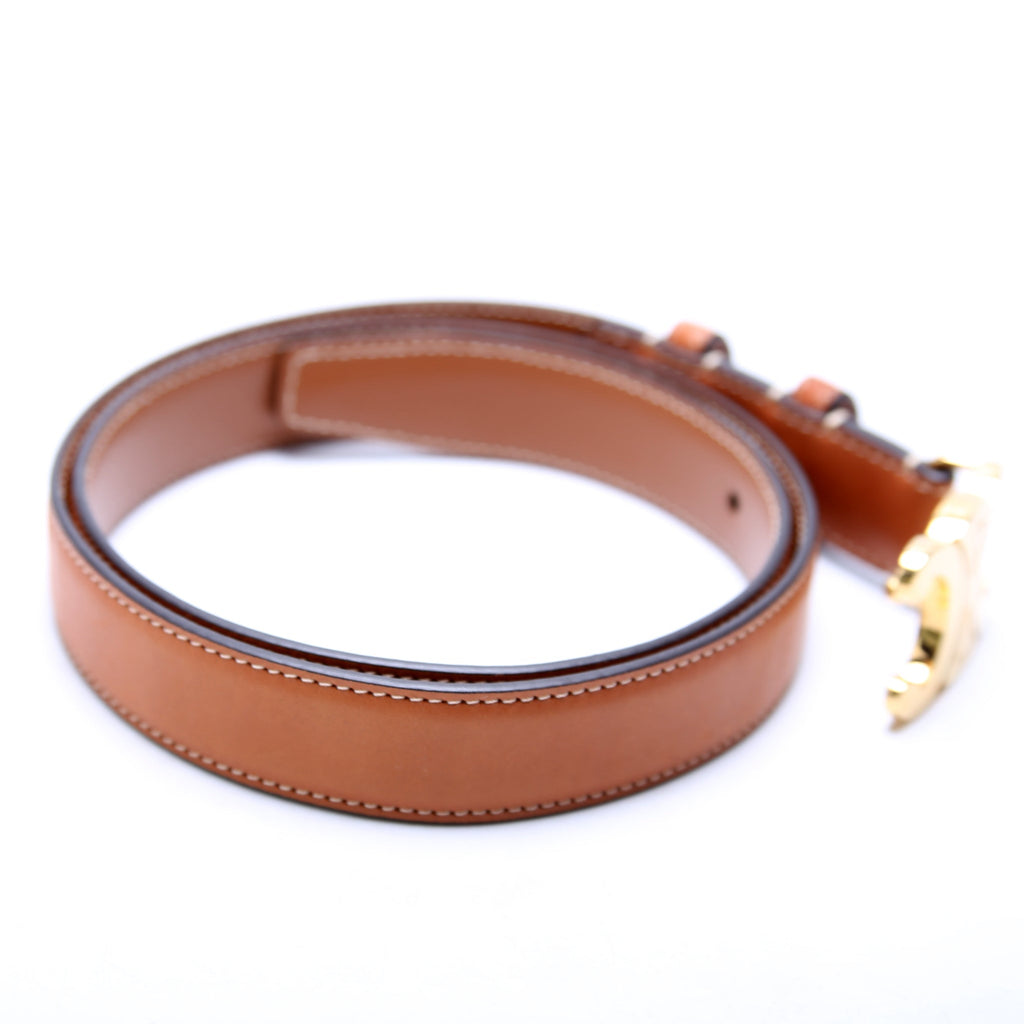Triomphe Medium Taurillion Leather Belt Size 80/32 Brown