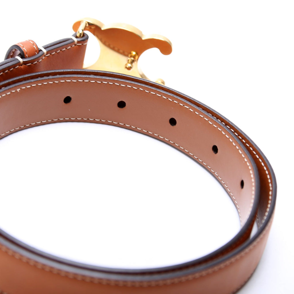 Triomphe Medium Taurillion Leather Belt Size 80/32 Brown