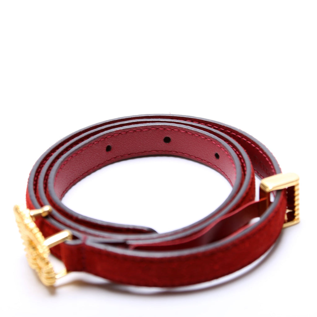 602071 GG Torchon Thin Suede Belt Size 70/28 Red