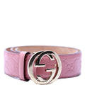 370543 Interlocking GG Smooth Leather Belt Size 75/30 Pink