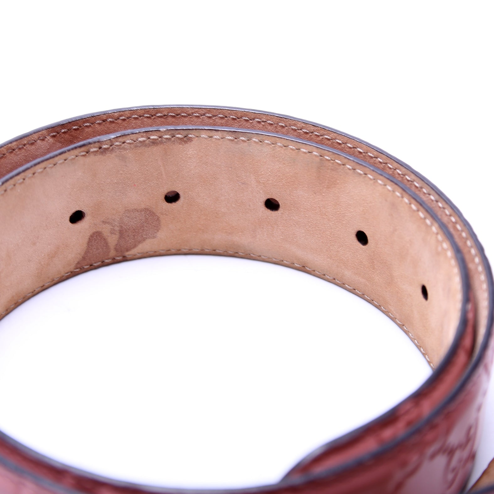 370543 Interlocking GG Smooth Leather Belt Size 75/30 Pink