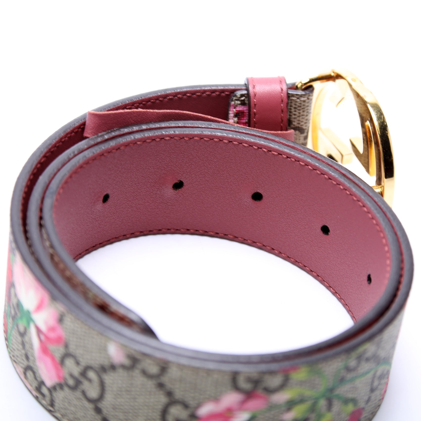 370543 Interlocking GG Blooms Belt Size 70/28 Beige/Mauve