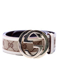 114876 Interlocking Leather Belt Size 85/34 Beige/White