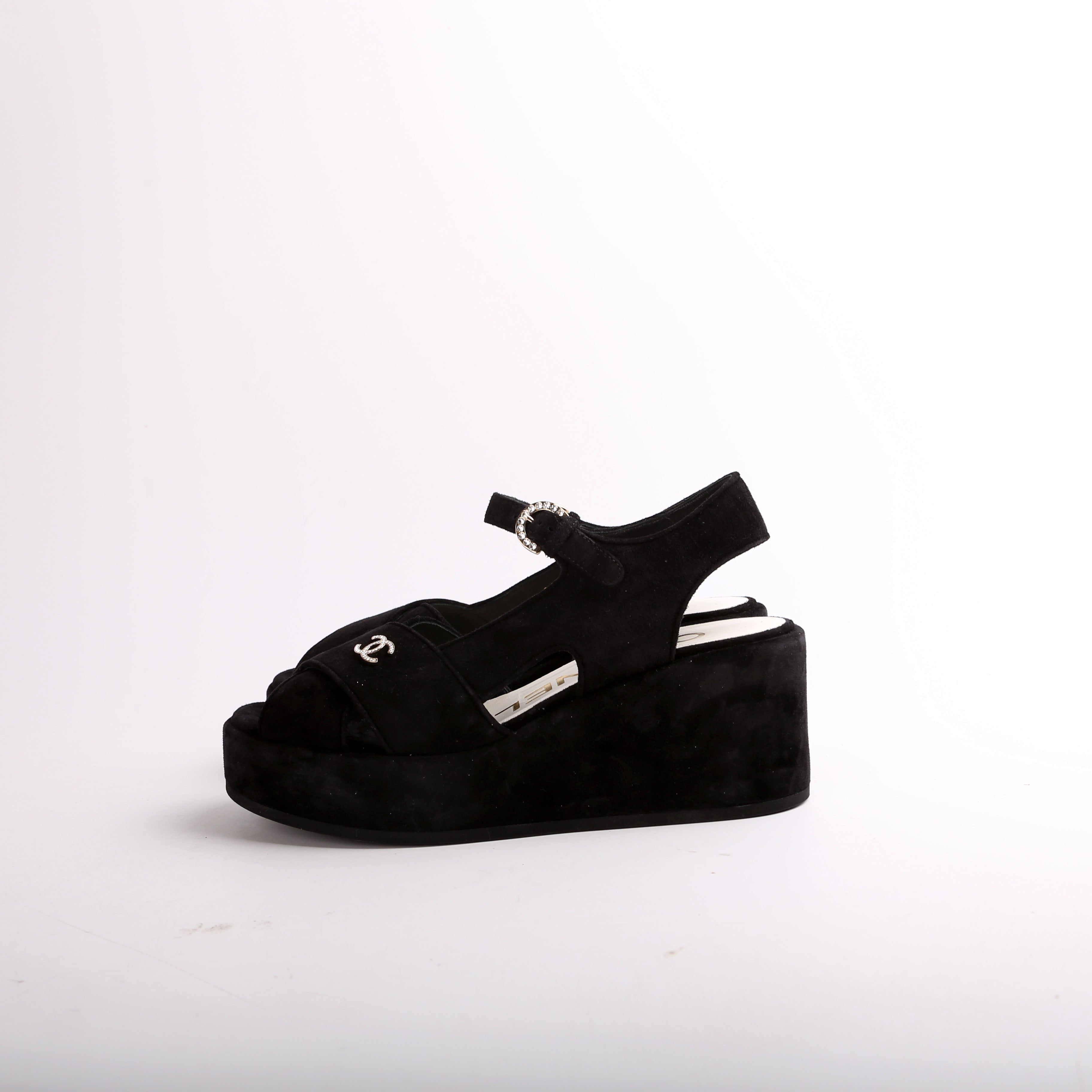 Suede CC Platform Sandals Size 38
