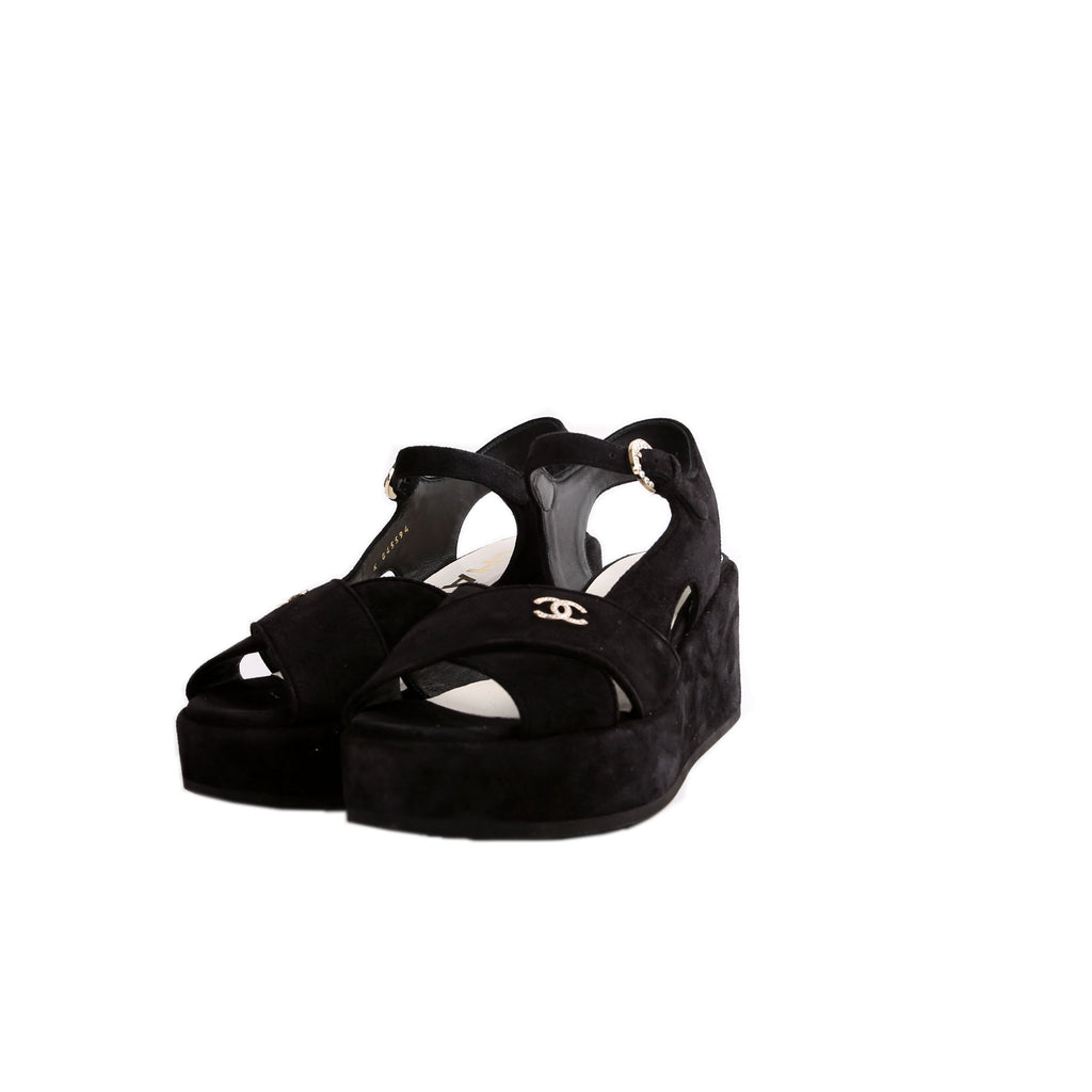 Suede CC Platform Sandals Size 38