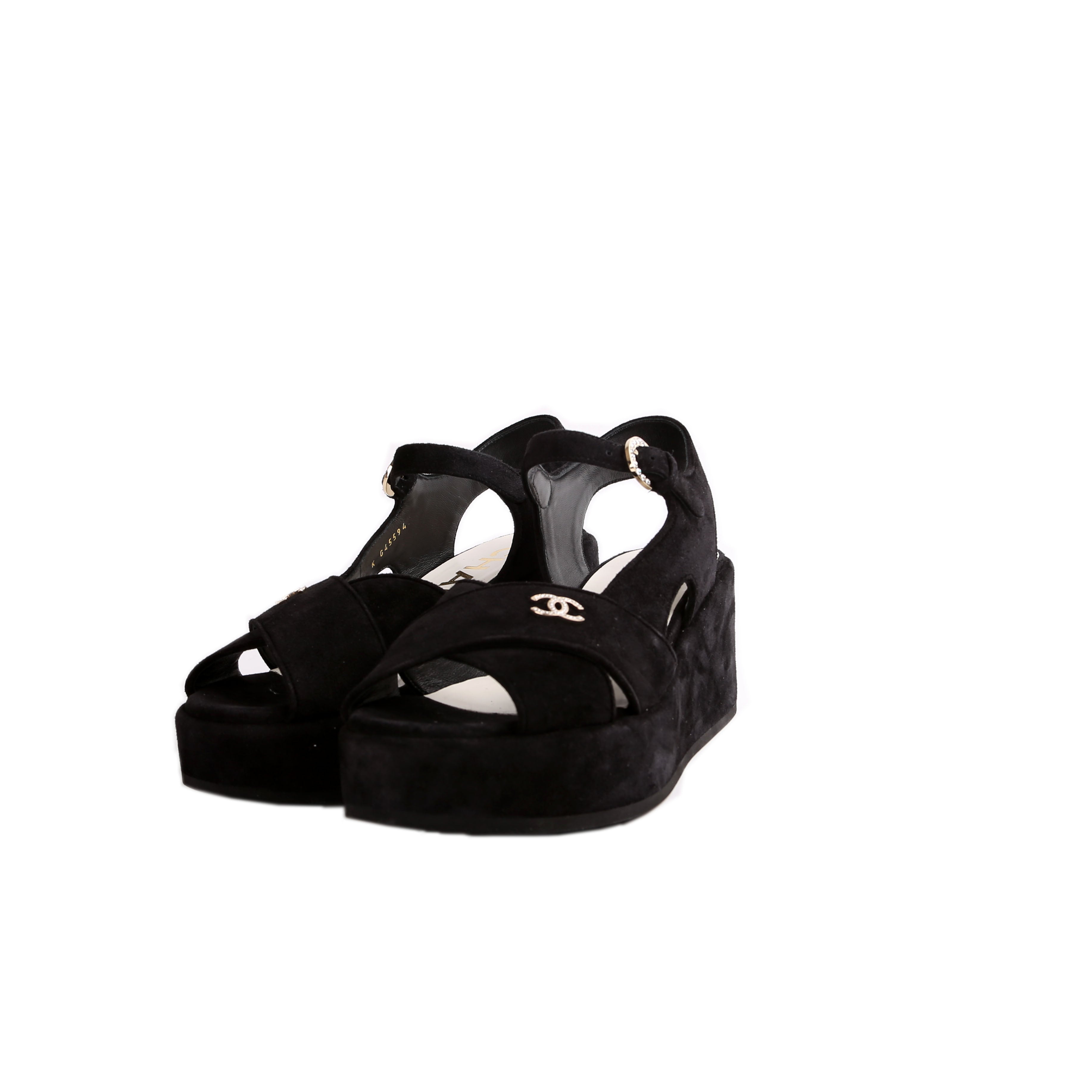 Suede CC Platform Sandals Size 38