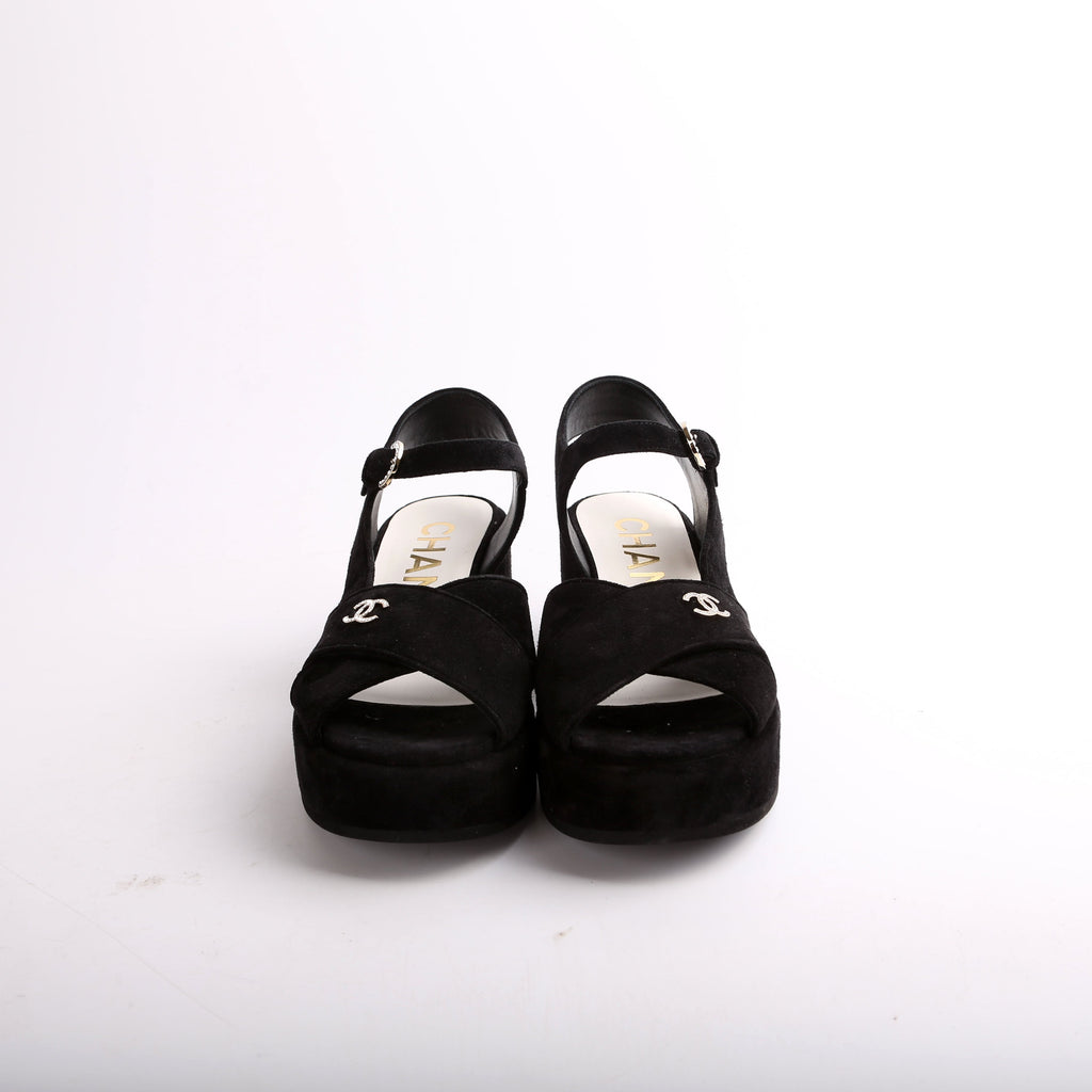 Suede CC Platform Sandals Size 38