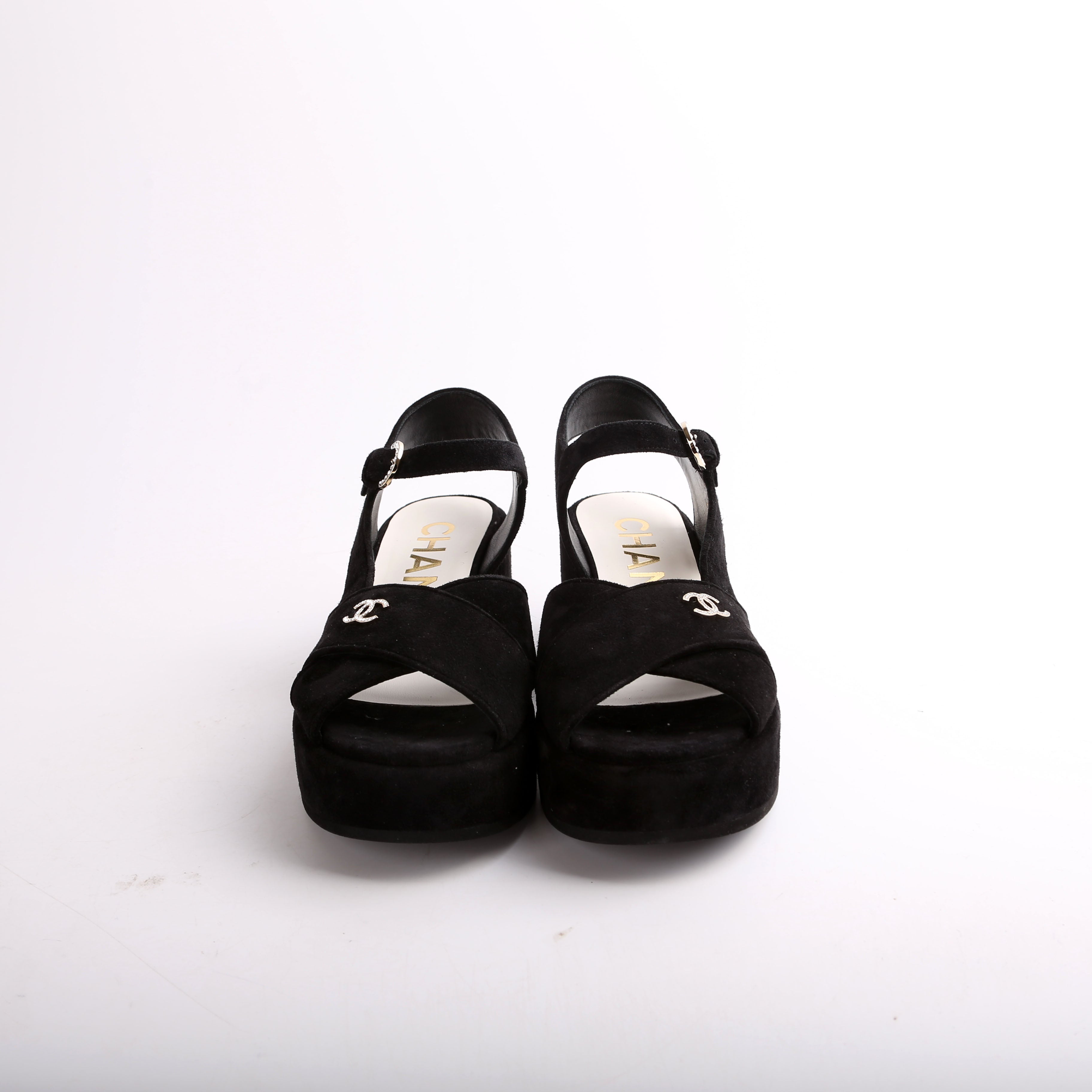 Suede CC Platform Sandals Size 38