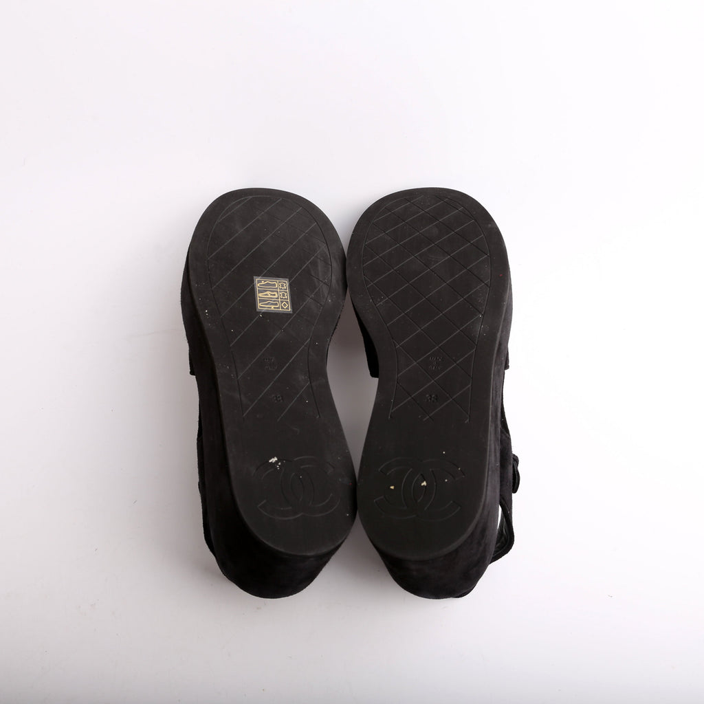 Suede CC Platform Sandals Size 38
