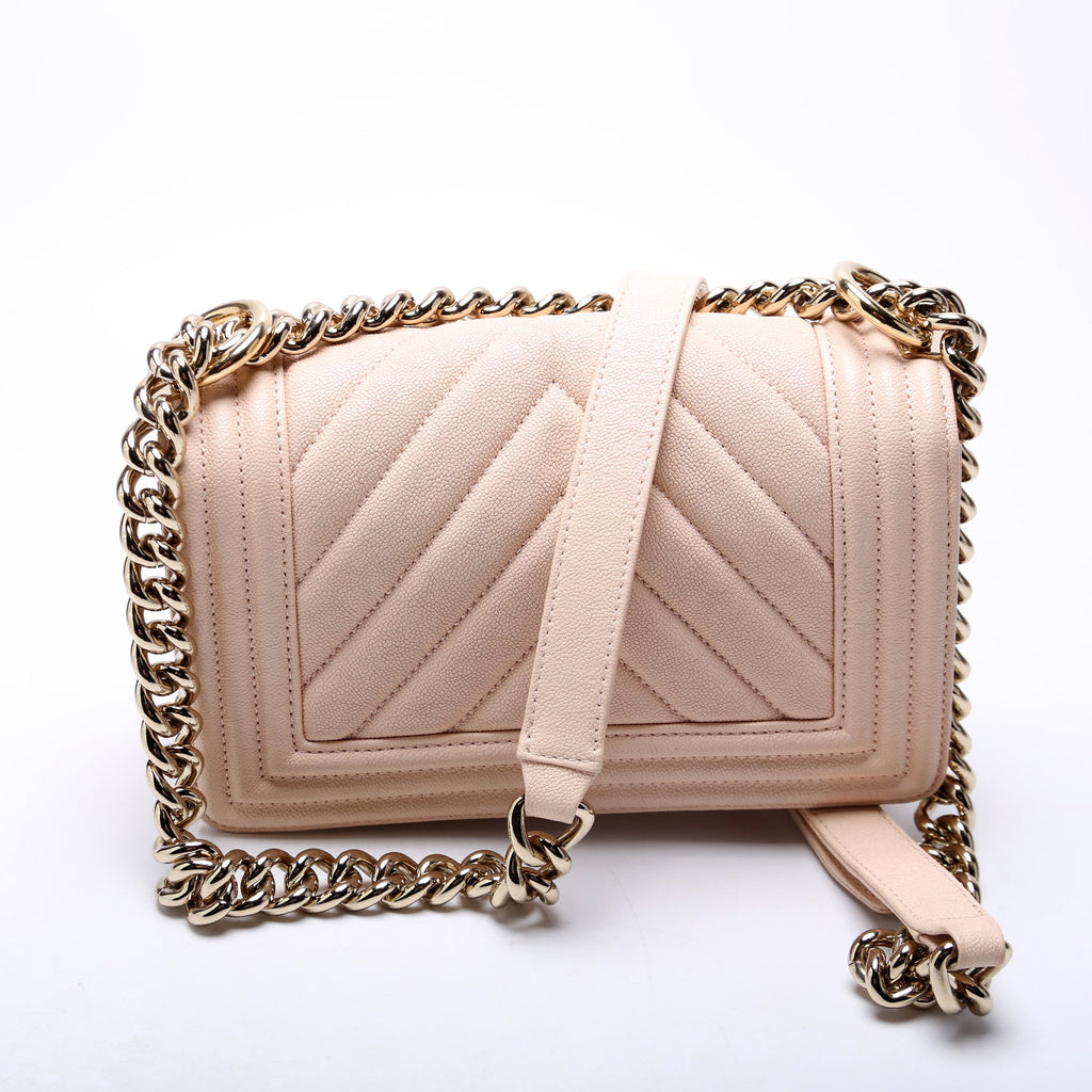 Boy Flap Small Chevron Caviar 30M Pink