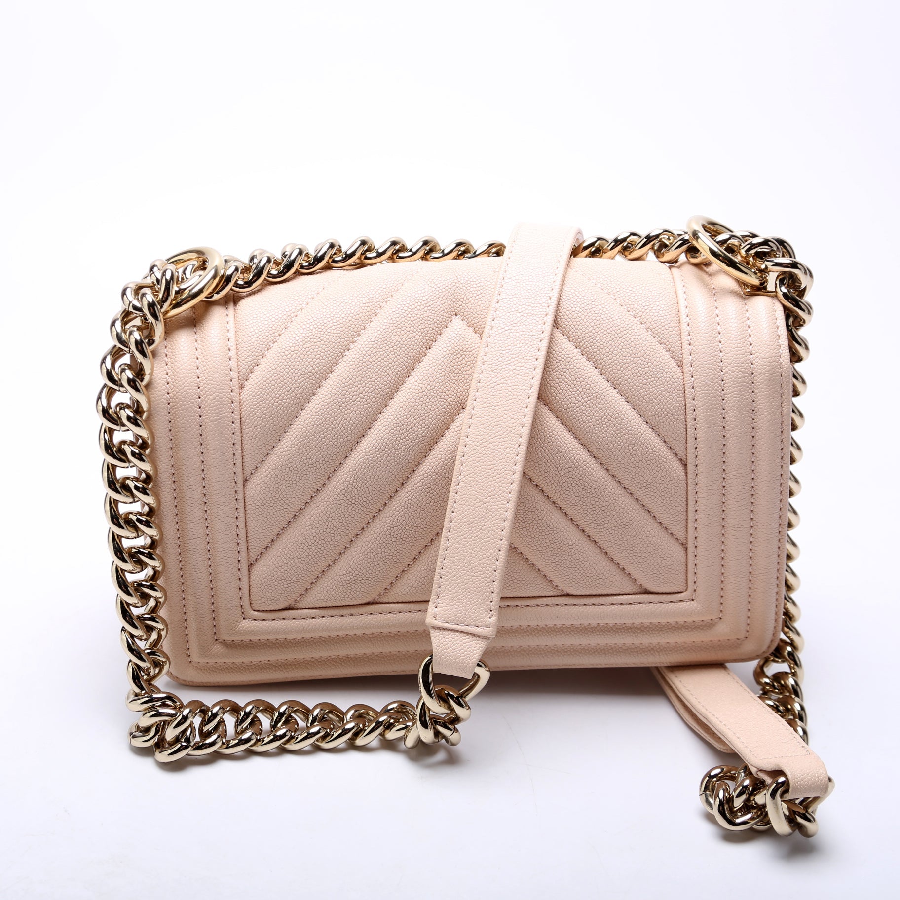Boy Flap Small Chevron Caviar 30M Pink