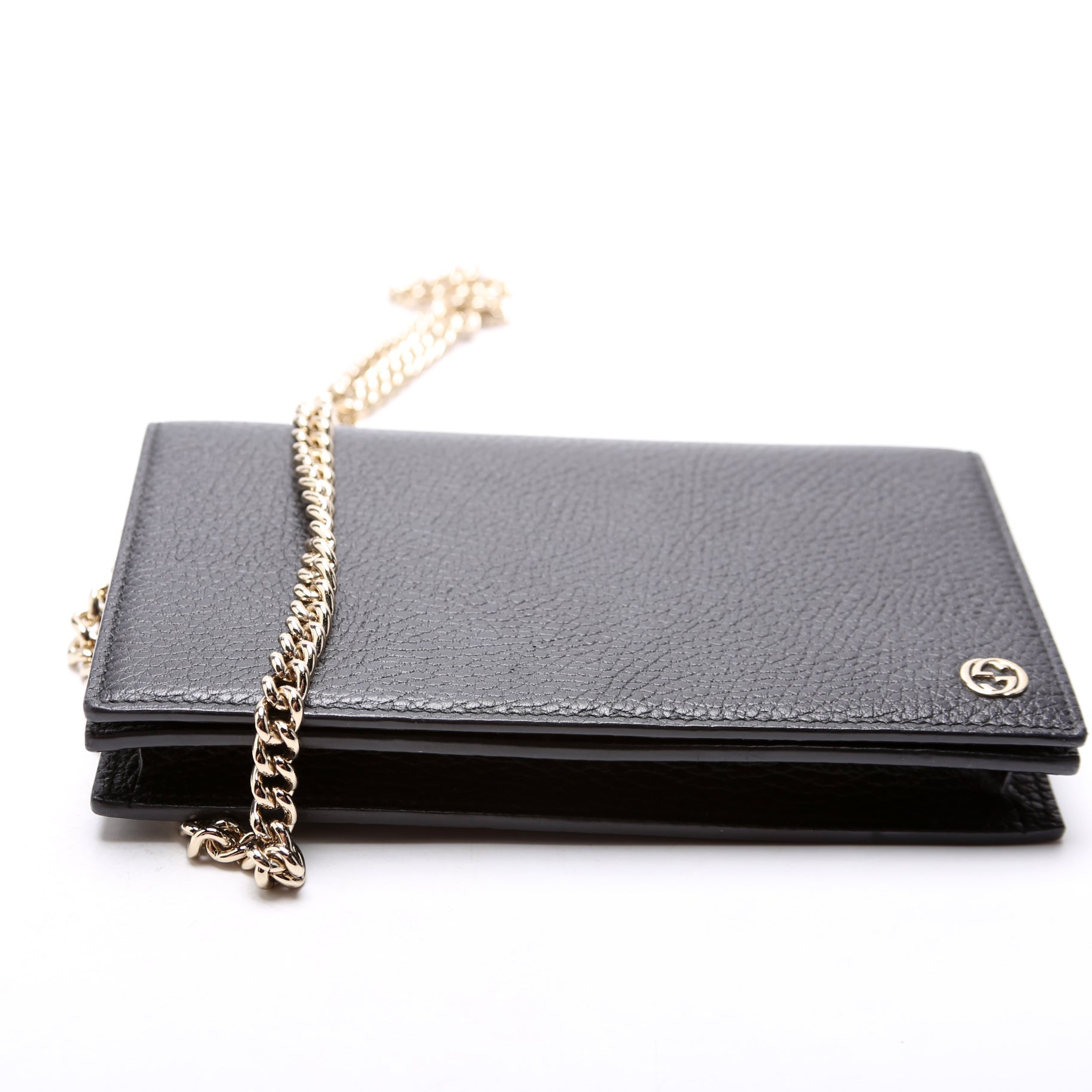 466506 Interlocking GG Chain Wallet Black