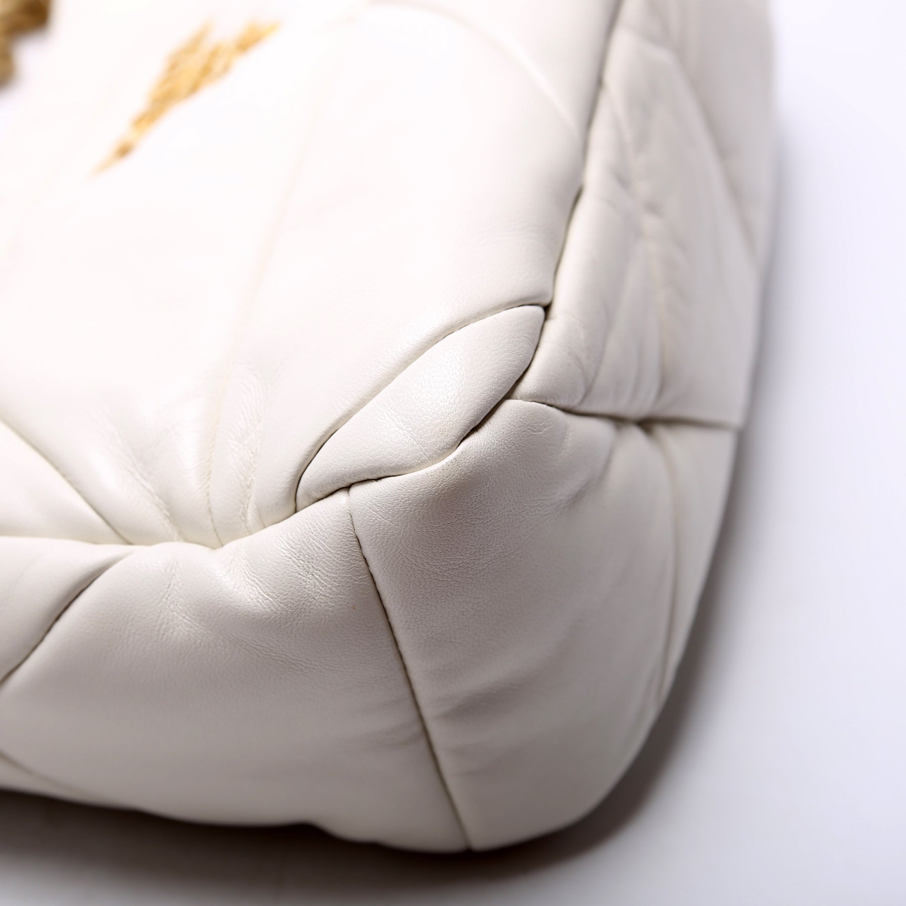 1BC157 Padded Quilted Nappa System Triangle Shoulder Bag White
