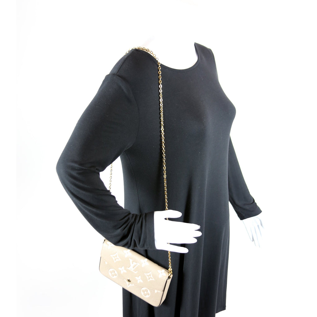 Pochette Felicie Bicolor Empreinte Beige/Cream