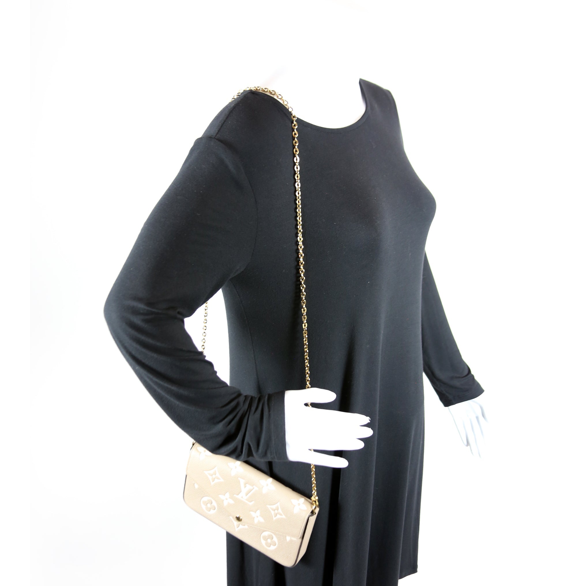 Pochette Felicie Bicolor Empreinte Beige/Cream