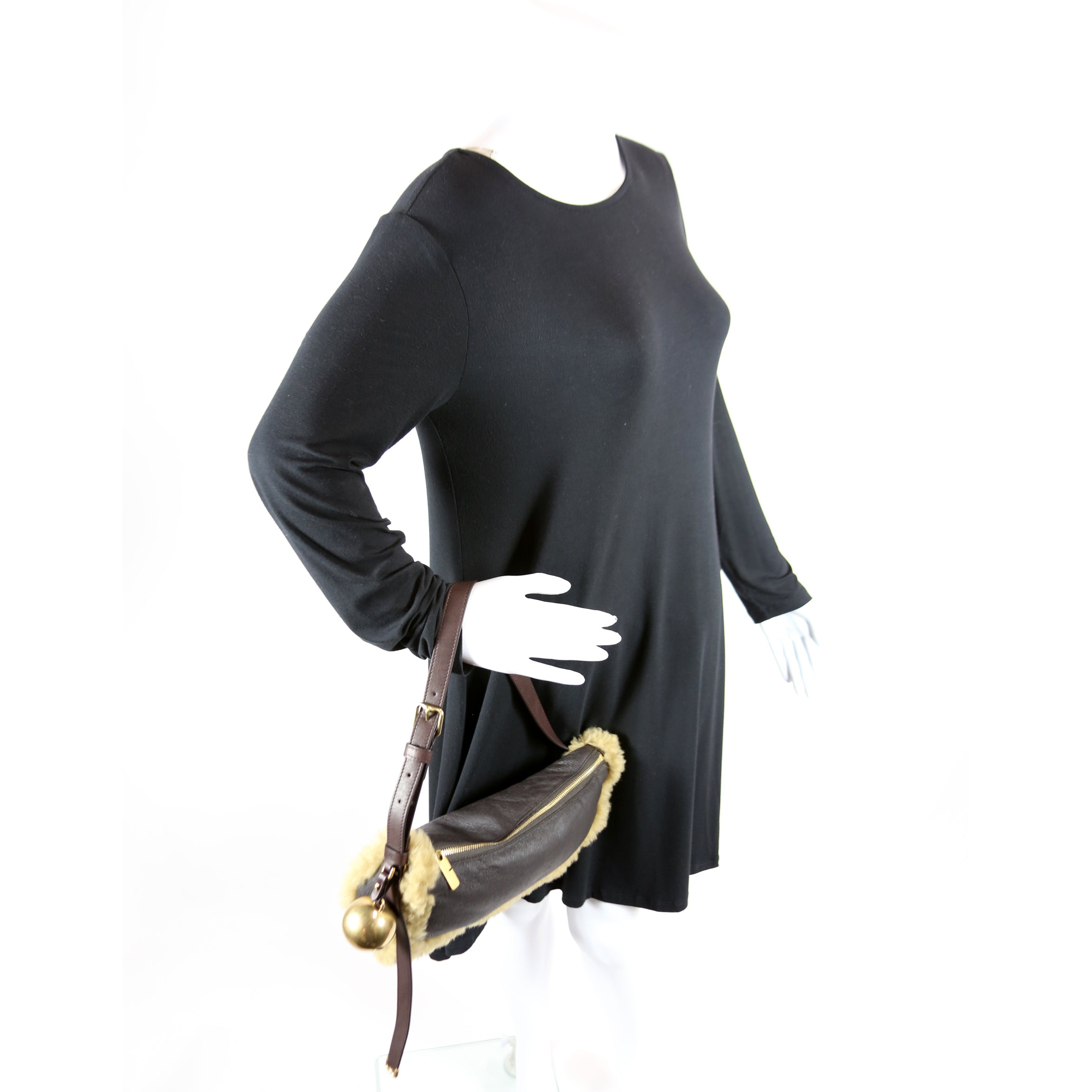 Shield Sling Sherling Small Bag Brown