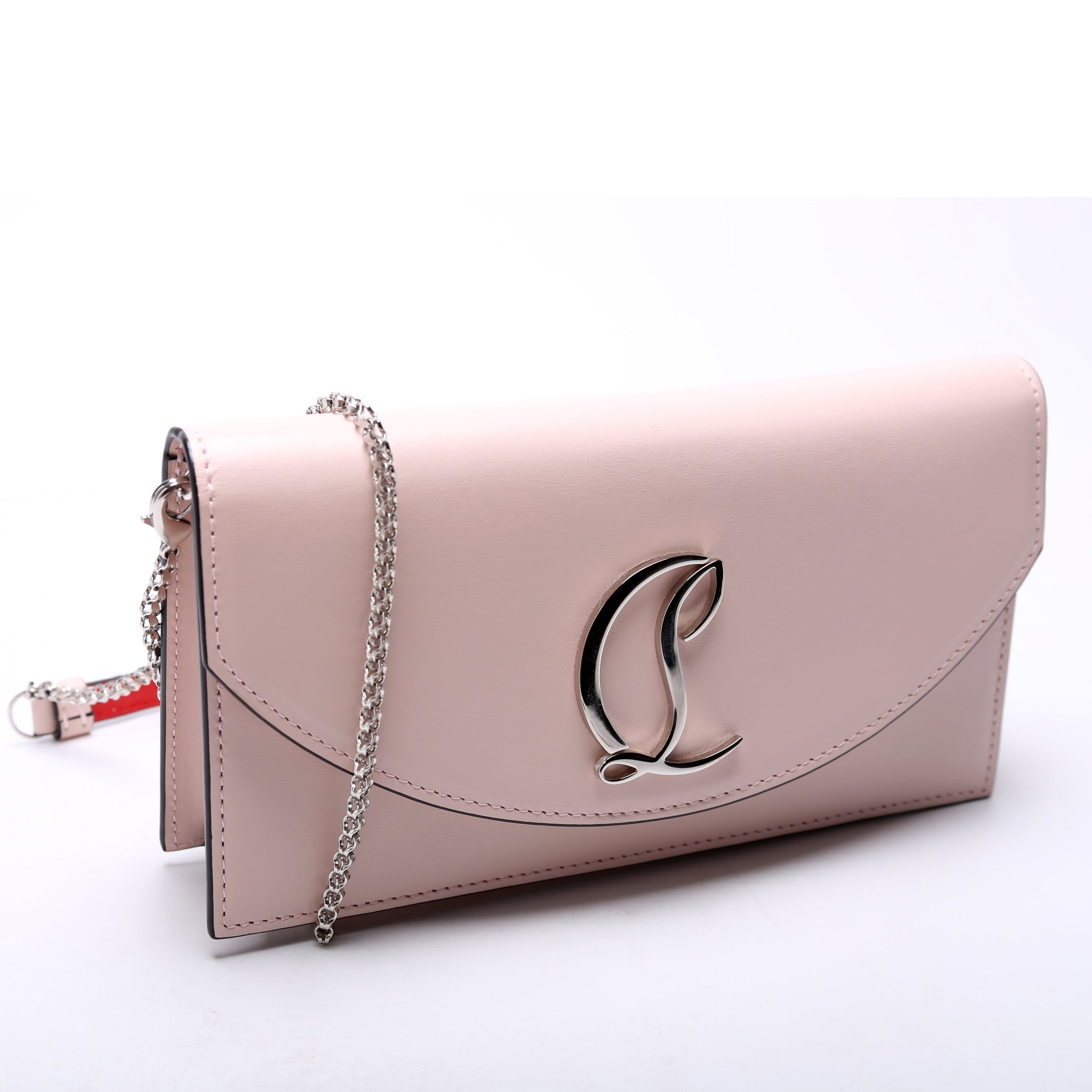 LOUB154 Clutch Calfskin Leather Pink